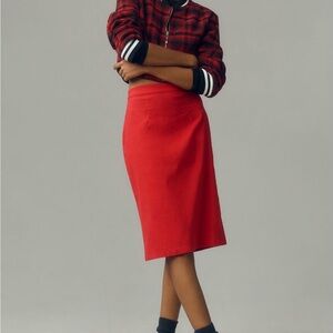 Anthropologie Red Pencil Skirt
